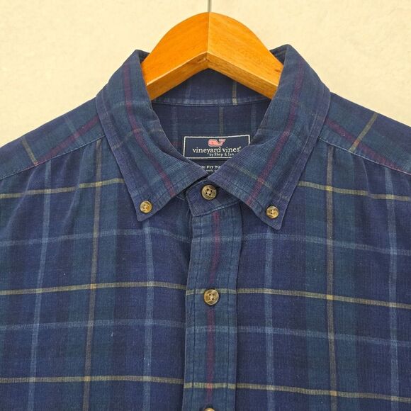 Vineyard Vines Classic Fit Mens Long Sleeve Plaid‎ Tucker Shirt Size XL Blue - Picture 9 of 16